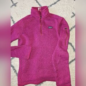 Patagonia Pink Quarter-Zip Fleece Sweatshirt